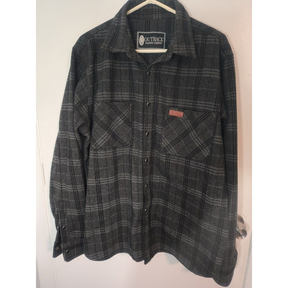 Outback Trading Company Men's Clyde Gray/Black Size Large Big Shirt Shacket Euc
